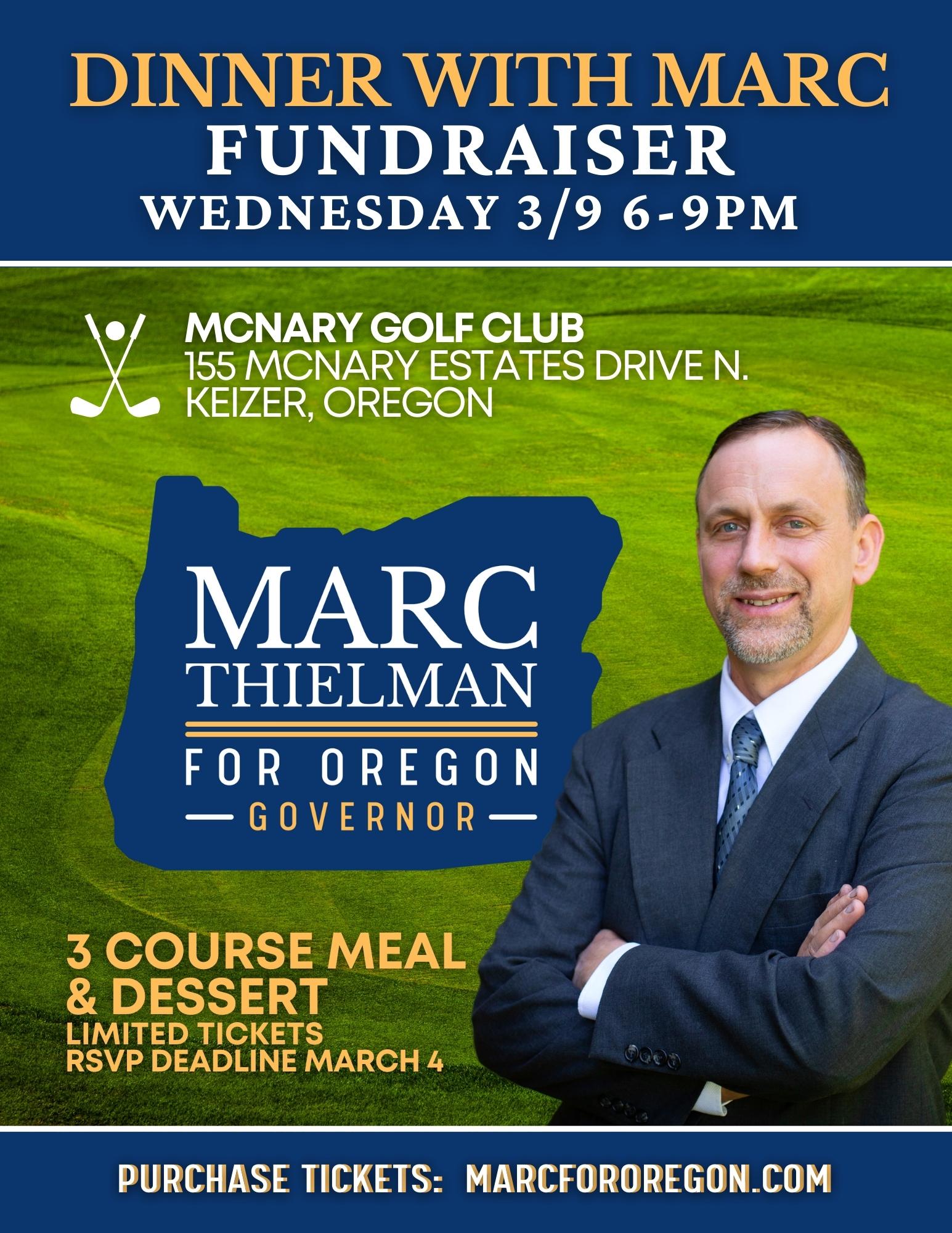 Dinner with Marc | Marc Thielman For Oregon Governor